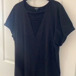 Women’s Plus Size Lattice V-Neck Tee